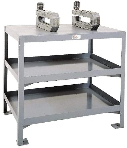 Made in USA - 36 Wide x 18" Deep x 32" High, Steel Machine Work Table - Edge Turned Down, Fixed Legs - USA Tool & Supply