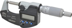 Mitutoyo - 25.4mm Max Measurement, Spherical Face Micrometer - Accuracy Up to 0.0001 Inch, Data Output, 0.0001 Inch Resolution, Electronic Operation, Ratchet Stop Thimble, IP65 Water Resistance Rating, SR44 Battery - USA Tool & Supply