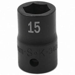 SK - Impact Socket - 1/2"DR 15MM IMPACT SOCKET - USA Tool & Supply