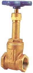 NIBCO - 3/4" Pipe, Class 125, Threaded Bronze Solid Wedge Rising Stem Gate Valve - 200 WOG, 125 WSP, Screw-In Bonnet - USA Tool & Supply