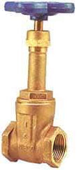 NIBCO - 1-1/2" Pipe, Class 125, Threaded Bronze Solid Wedge Rising Stem Gate Valve - 200 WOG, 125 WSP, Screw-In Bonnet - USA Tool & Supply