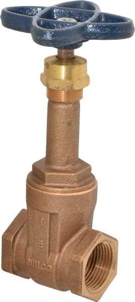 NIBCO - 1" Pipe, Class 125, Threaded Bronze Solid Wedge Rising Stem Gate Valve - 200 WOG, 125 WSP, Screw-In Bonnet - USA Tool & Supply