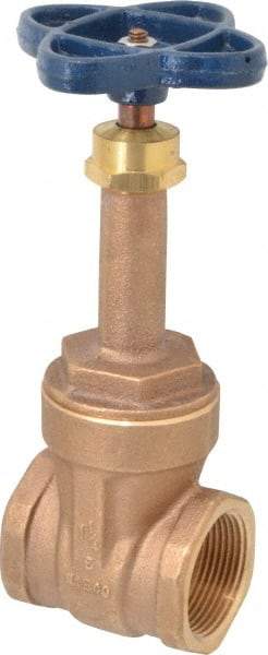 NIBCO - 1-1/4" Pipe, Class 125, Threaded Bronze Solid Wedge Rising Stem Gate Valve - 200 WOG, 125 WSP, Screw-In Bonnet - USA Tool & Supply