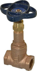 NIBCO - 1/2" Pipe, Class 125, Threaded Bronze Solid Wedge Rising Stem Gate Valve - 200 WOG, 125 WSP, Screw-In Bonnet - USA Tool & Supply