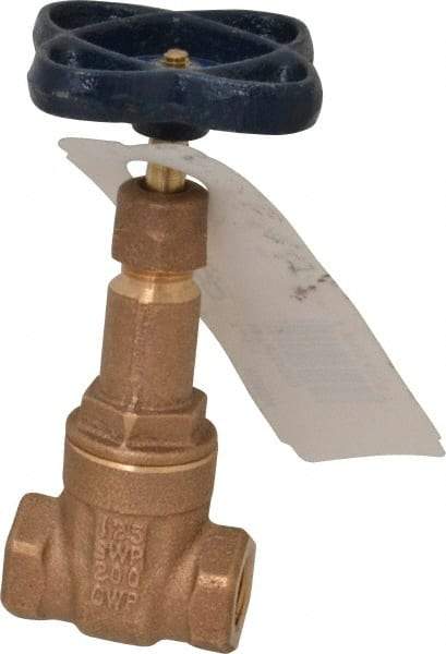 NIBCO - 1/4" Pipe, Class 125, Threaded Bronze Solid Wedge Rising Stem Gate Valve - 200 WOG, 125 WSP, Screw-In Bonnet - USA Tool & Supply