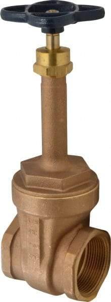NIBCO - 2-1/2" Pipe, Class 125, Threaded Bronze Solid Wedge Rising Stem Gate Valve - 200 WOG, 125 WSP, Screw-In Bonnet - USA Tool & Supply