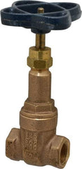 NIBCO - 3/8" Pipe, Class 125, Threaded Bronze Solid Wedge Rising Stem Gate Valve - 200 WOG, 125 WSP, Screw-In Bonnet - USA Tool & Supply