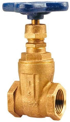 NIBCO - 1-1/4" Pipe, Class 125, Threaded Bronze Solid Wedge Stem Gate Valve with Bronze Handwheel - 200 WOG, 125 WSP, Screw-In Bonnet - USA Tool & Supply