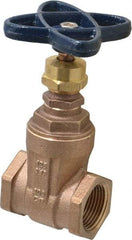 NIBCO - 1" Pipe, Class 125, Threaded Bronze Solid Wedge Stem Gate Valve - 200 WOG, 125 WSP, Screw-In Bonnet - USA Tool & Supply