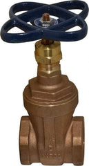 NIBCO - 1-1/2" Pipe, Class 125, Threaded Bronze Solid Wedge Stem Gate Valve - 200 WOG, 125 WSP, Screw-In Bonnet - USA Tool & Supply