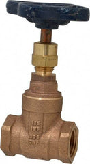 NIBCO - 1/2" Pipe, Class 125, Threaded Bronze Solid Wedge Stem Gate Valve - 200 WOG, 125 WSP, Screw-In Bonnet - USA Tool & Supply