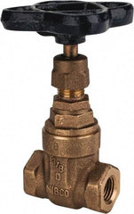 NIBCO - 1/4" Pipe, Class 125, Threaded Bronze Solid Wedge Stem Gate Valve - 200 WOG, 125 WSP, Screw-In Bonnet - USA Tool & Supply