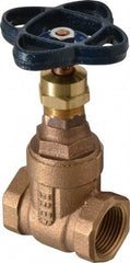 NIBCO - 3/4" Pipe, Class 125, Threaded Bronze Solid Wedge Stem Gate Valve - 200 WOG, 125 WSP, Screw-In Bonnet - USA Tool & Supply
