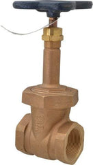 NIBCO - 1-1/2" Pipe, Class 125, Threaded Bronze Solid Wedge Rising Stem Gate Valve - 200 WOG, 125 WSP, Union Bonnet - USA Tool & Supply