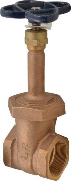 NIBCO - 2" Pipe, Class 125, Threaded Bronze Solid Wedge Rising Stem Gate Valve - 200 WOG, 125 WSP, Union Bonnet - USA Tool & Supply