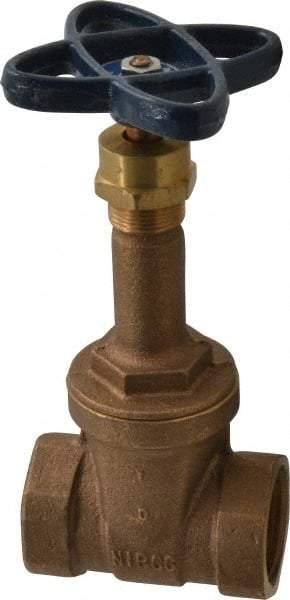 NIBCO - Class 150, Threaded Bronze Solid Wedge Rising Stem Gate Valve - 300 WOG, 150 WSP, Screw-In Bonnet - USA Tool & Supply
