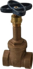 NIBCO - Class 150, Threaded Bronze Solid Wedge Rising Stem Gate Valve - 300 WOG, 150 WSP, Screw-In Bonnet - USA Tool & Supply