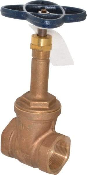 NIBCO - Class 125, Threaded Bronze Solid Wedge Rising Stem Gate Valve - 200 WOG, 125 WSP, Union Bonnet - USA Tool & Supply