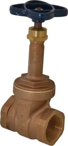 NIBCO - Class 125, Threaded Bronze Solid Wedge Rising Stem Gate Valve - 200 WOG, 125 WSP, Union Bonnet - USA Tool & Supply