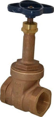 NIBCO - Class 125, Threaded Bronze Solid Wedge Rising Stem Gate Valve - 200 WOG, 125 WSP, Union Bonnet - USA Tool & Supply
