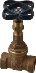 NIBCO - Class 125, Threaded Bronze Solid Wedge Rising Stem Gate Valve - 200 WOG, 125 WSP, Union Bonnet - USA Tool & Supply
