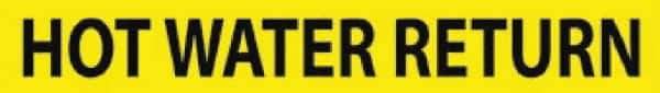 NMC - Pipe Marker with Hot Water Return Legend and No Graphic - 3/4 to 1-1/4" Pipe Outside Diam, Black on Yellow - USA Tool & Supply