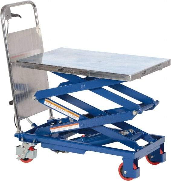 Vestil - 220 Lb Capacity Manual Scissor Elevating Cart - 10" to 51" Lift Height, 27-1/2" Platform Length x 17-1/2" Platform Width - USA Tool & Supply