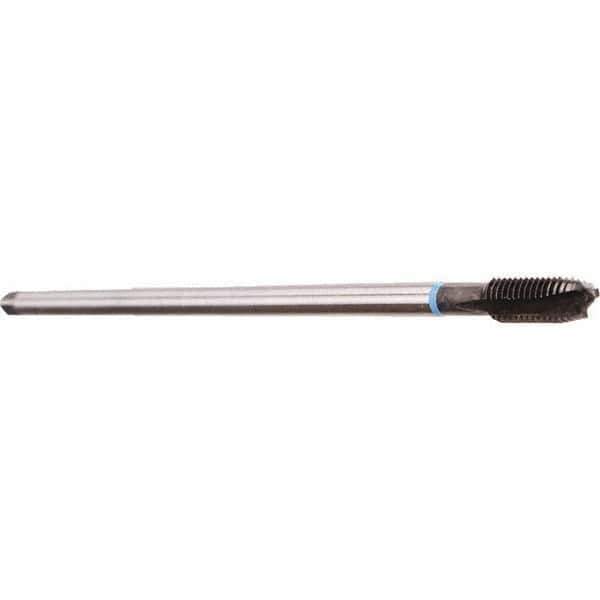 Emuge - M10x1.50 Metric Coarse 3 Flute Nitride Finish Cobalt Spiral Point Extension Tap - Plug Chamfer, 200mm OAL, 6H Class of Fit, Series Rekord B - USA Tool & Supply