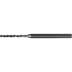 1.6 mm Dia. × 4 mm Shank × 18.1 mm Flute Length × 64 mm OAL, 8xD, 140°, AlTiN Nano, 2 Flute, Coolant Thru, Straight / Cylindrical Solid Carbide Drill