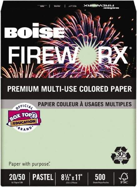 Boise - 8-1/2" x 11" Green Colored Copy Paper - Use with Laser Printers, Copiers, Plain Paper Fax Machines, Multifunction Machines - USA Tool & Supply