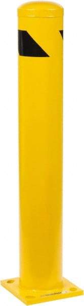 PRO-SAFE - 5-1/2" Diam x 36" High, Steel Bollard - 8" Wide x 8" Long Mounting Plate - USA Tool & Supply
