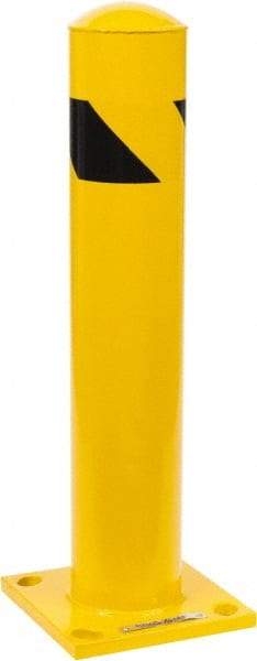 PRO-SAFE - 4-1/2" Diam x 24" High, Steel Bollard - 8" Wide x 8" Long Mounting Plate - USA Tool & Supply