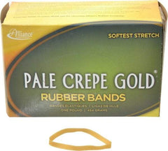 Alliance - 4 Inch Circumference, 1/4 Inch Wide, Pale Crepe Gold Rubber Band Strapping - 490 Pieces - USA Tool & Supply