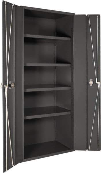 Durham - 4 Shelf Locking Storage Cabinet - Steel, 36" Wide x 24" Deep x 84" High, Gray - USA Tool & Supply