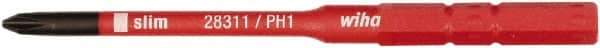 Wiha - #1, Phillips Screwdriver Bit - 75mm OAL - USA Tool & Supply