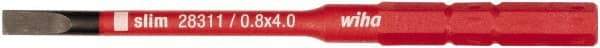 Wiha - 4mm Blade, 15/64" Drive Slotted Screwdriver Bit - 2-61/64" OAL - USA Tool & Supply