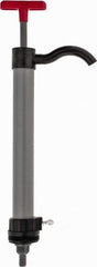 Value Collection - 19/32" Outlet, PVC Hand Operated Drum Pump - 8 oz per Stroke, 22" OAL, For Water Based Fluids, Light Oils, Mild Acids & Corrosive Soaps, Detergents, Waxes, Deodorants - USA Tool & Supply