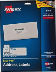 AVERY - 4" Long, White Paper Shipping Label - For Inkjet Printers - USA Tool & Supply