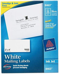 AVERY - 2" Wide x 4" Long, White Paper Shipping Label - For Inkjet Printers - USA Tool & Supply