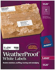 AVERY - 1" Wide x 2-5/8" Long, White Polyester Shipping Label - For Laser Printers - USA Tool & Supply