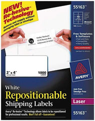 AVERY - 2" Wide x 4" Long, White Paper Shipping Label - For Laser Printers - USA Tool & Supply