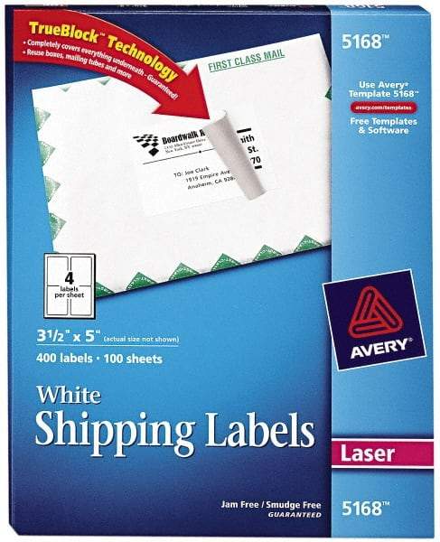 AVERY - 5" Long, White Paper Shipping Label - For Laser Printers - USA Tool & Supply