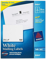 AVERY - 3.33" Wide x 4" Long, White Paper Shipping Label - For Inkjet Printers - USA Tool & Supply