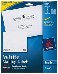 AVERY - 4" Long, White Shipping Label - For Inkjet Printers - USA Tool & Supply