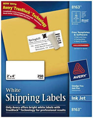 AVERY - 2" Wide x 4" Long, White Paper Shipping Label - For Inkjet Printers - USA Tool & Supply