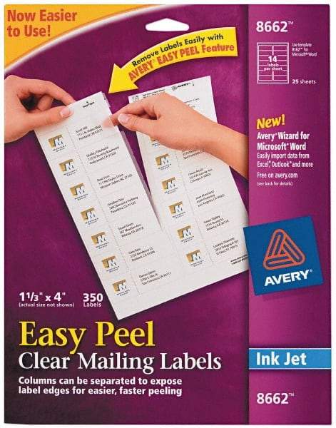 AVERY - 4" Long, Clear Shipping Label - For Inkjet Printers - USA Tool & Supply