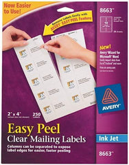 AVERY - 2" Wide x 4" Long, Clear Shipping Label - For Inkjet Printers - USA Tool & Supply