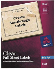 AVERY - 11" Long, Clear Shipping Label - For Inkjet Printers - USA Tool & Supply