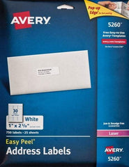 AVERY - 1" Wide x 2-5/8" Long, White Paper Shipping Label - For Laser Printers - USA Tool & Supply