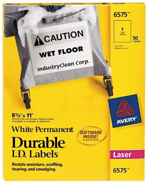 AVERY - 11" Long, White Paper Name Badge Labels - For Laser Printers - USA Tool & Supply
